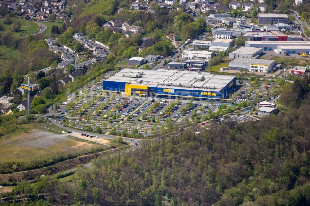 Luftaufnahme Siegen - Gebäude des Einrichtungshaus - Möbelmarkt IKEA Möbel & Einrichtungshaus Siegen in Siegen im Bundesland Nordrhein-Westfalen, Deutschland