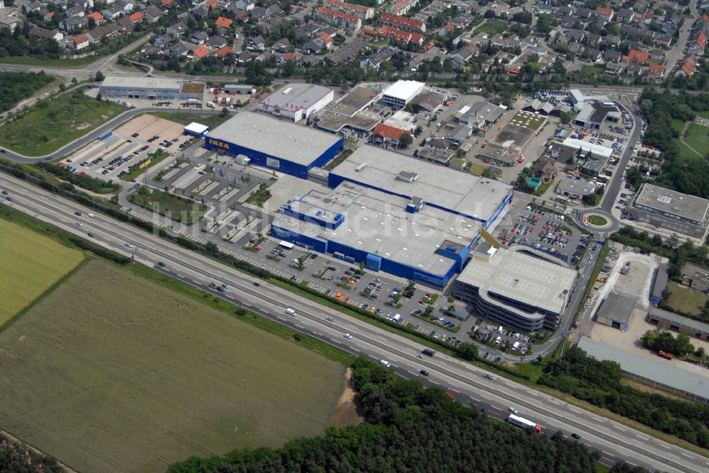 Luftbild Walldorf - Gebäude des Einrichtungshaus - Möbelmarkt IKEA in Walldorf im Bundesland Baden-Württemberg, Deutschland