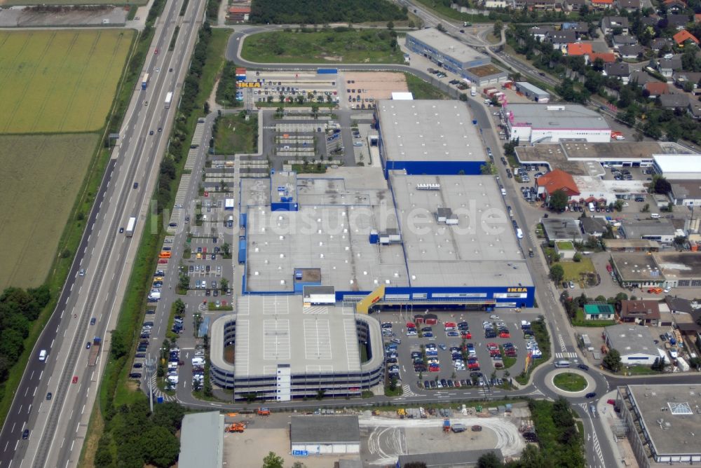 Luftbild Walldorf - Gebäude des Einrichtungshaus - Möbelmarkt IKEA in Walldorf im Bundesland Baden-Württemberg, Deutschland