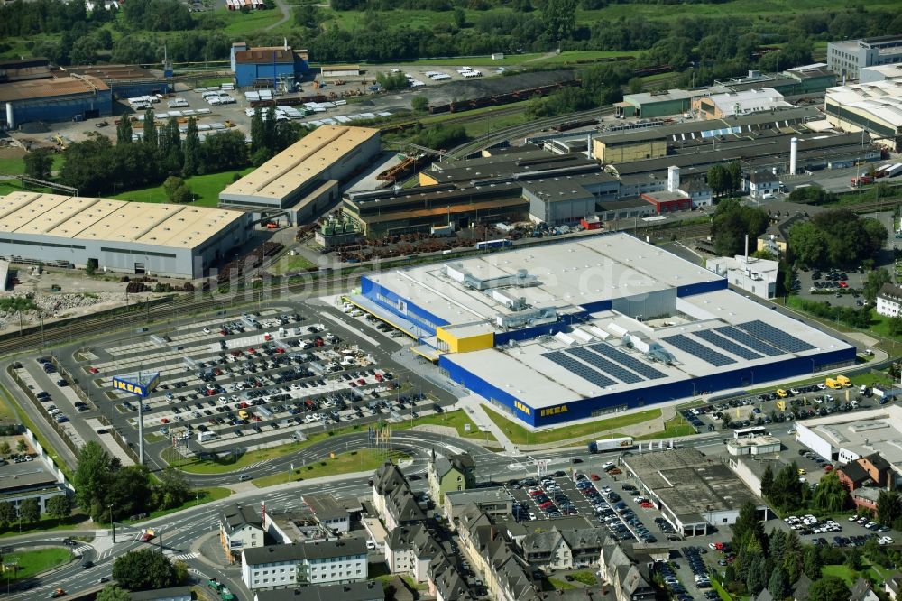 Luftaufnahme Wetzlar - Gebäude des Einrichtungshaus - Möbelmarkt der IKEA Wetzlar an der Hermannsteiner Straße in Wetzlar im Bundesland Hessen, Deutschland