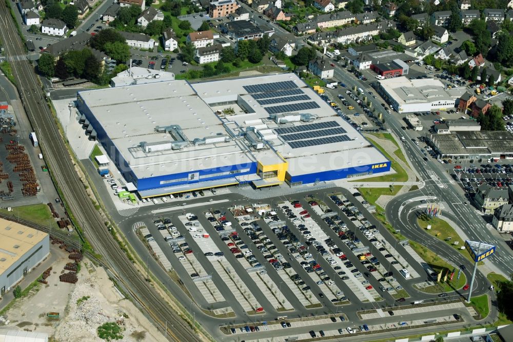 Luftaufnahme Wetzlar - Gebäude des Einrichtungshaus - Möbelmarkt der IKEA Wetzlar an der Hermannsteiner Straße in Wetzlar im Bundesland Hessen, Deutschland