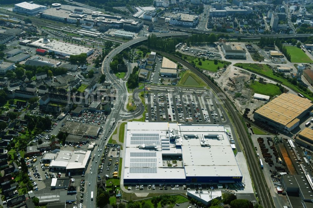 Luftbild Wetzlar - Gebäude des Einrichtungshaus - Möbelmarkt der IKEA Wetzlar an der Hermannsteiner Straße in Wetzlar im Bundesland Hessen, Deutschland