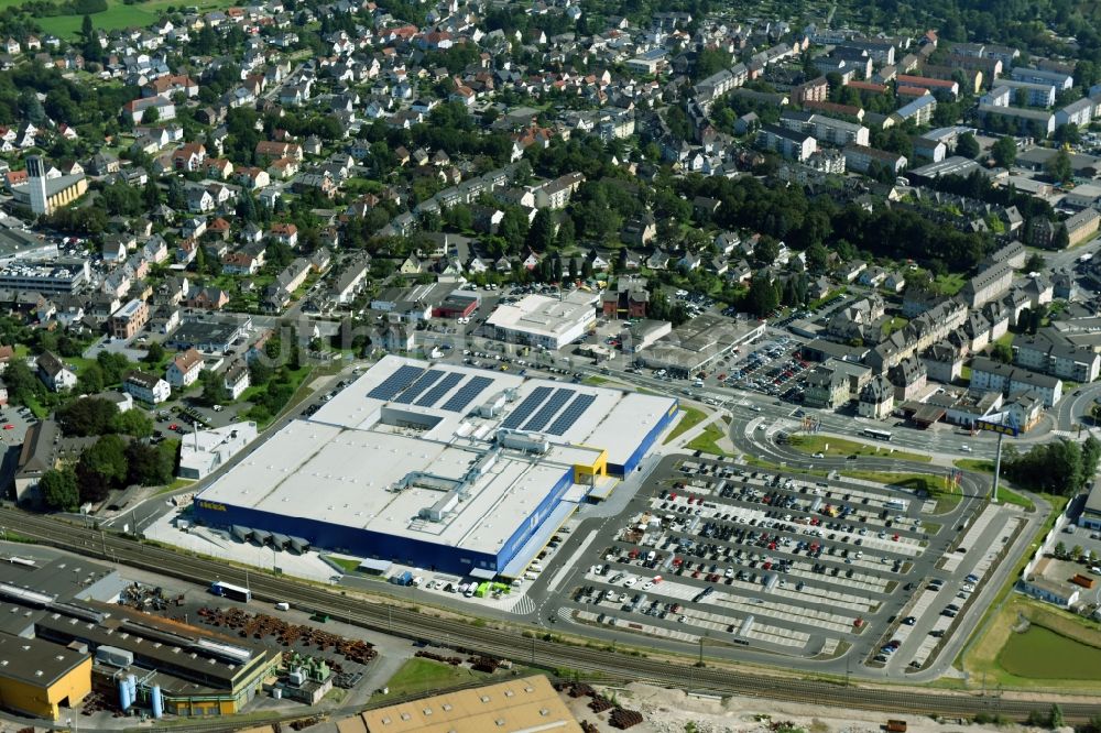 Wetzlar aus der Vogelperspektive: Gebäude des Einrichtungshaus - Möbelmarkt der IKEA Wetzlar an der Hermannsteiner Straße in Wetzlar im Bundesland Hessen, Deutschland