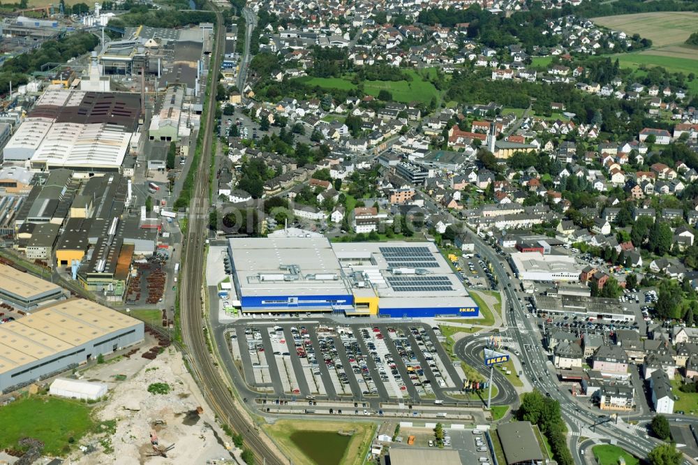 Luftaufnahme Wetzlar - Gebäude des Einrichtungshaus - Möbelmarkt der IKEA Wetzlar an der Hermannsteiner Straße in Wetzlar im Bundesland Hessen, Deutschland