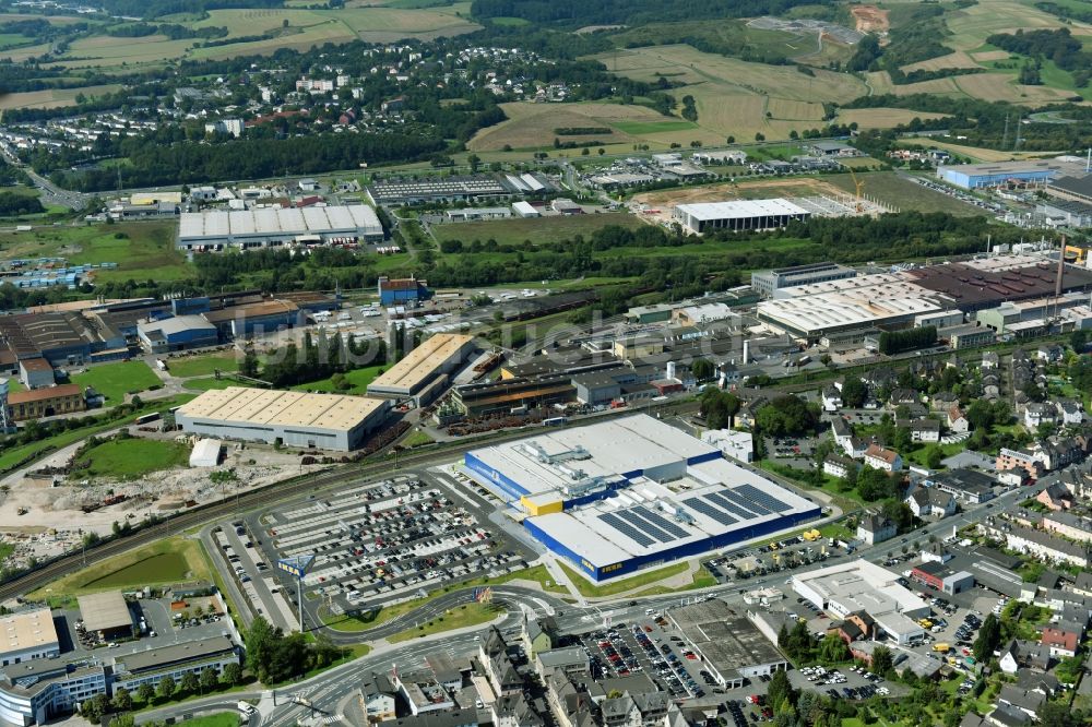 Luftaufnahme Wetzlar - Gebäude des Einrichtungshaus - Möbelmarkt der IKEA Wetzlar an der Hermannsteiner Straße in Wetzlar im Bundesland Hessen, Deutschland