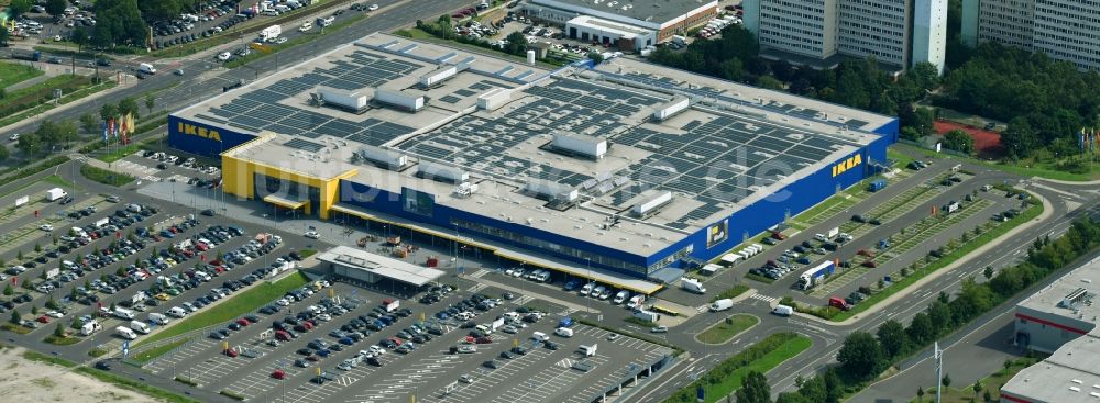 Berlin von oben - Gebäude des Einrichtungshaus - Möbelmarkt der KEA Möbel & Einrichtungshaus Berlin-Lichtenberg an der Landsberger Allee im Ortsteil Lichtenberg in Berlin, Deutschland