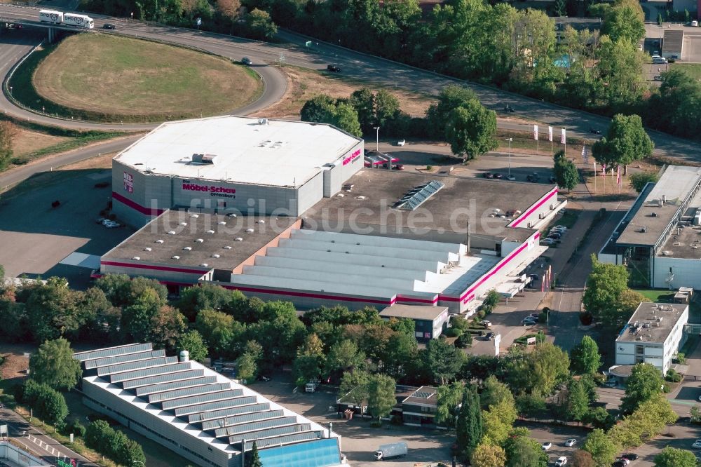 Luftaufnahme Offenburg - Gebäude des Einrichtungshaus - Möbelmarkt Möbel Schau in Offenburg im Bundesland Baden-Württemberg, Deutschland