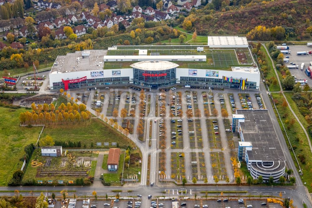 Bottrop aus der Vogelperspektive: Gebäude des Einrichtungshaus - Möbelmarkt OSTERMANN Einrichtungs-Centrum Bottrop im Ortsteil Eigen in Bottrop im Bundesland Nordrhein-Westfalen, Deutschland