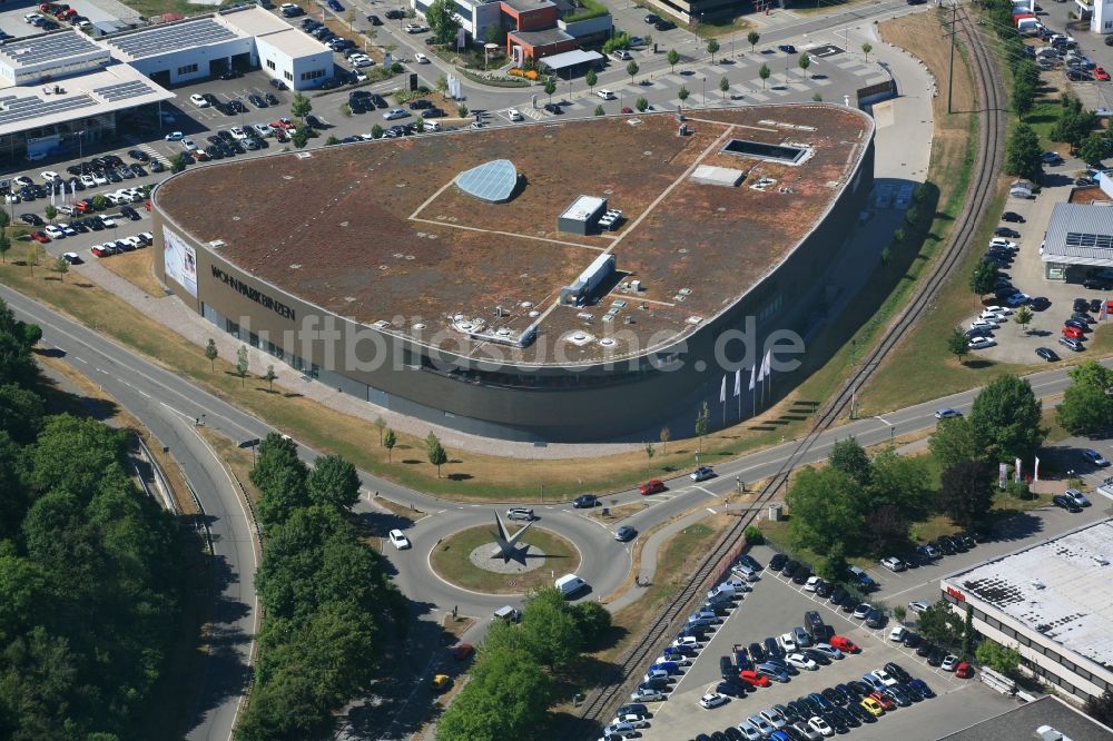 Binzen von oben - Gebäude des Einrichtungshaus - Möbelmarkt der Wohnpark Binzen im Bundesland Baden-Württemberg, Deutschland