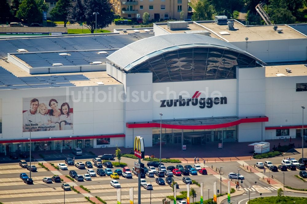 Luftbild Herne - Gebäude des Einrichtungshaus - Möbelmarkt der Zurbrüggen Wohn-Zentrum GmbH & Co. KG in Herne im Bundesland Nordrhein-Westfalen