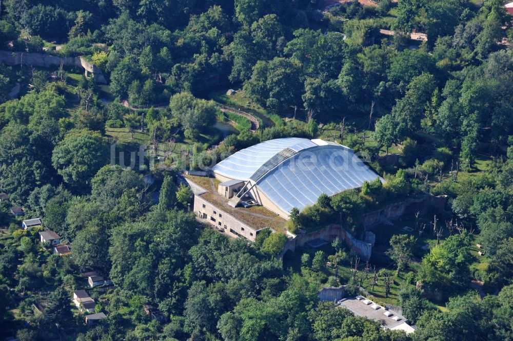 Leipzig aus der Vogelperspektive: Gebäude der einzigartigen Menschenaffenanlage Pongoland im Zoo Leipzig