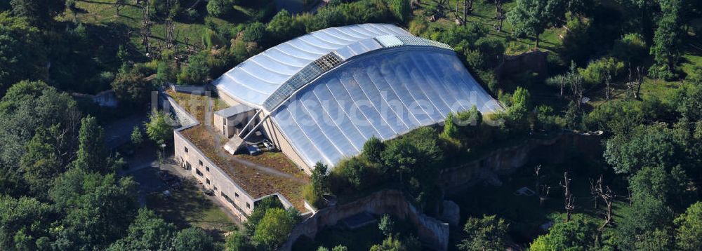 Leipzig von oben - Gebäude der einzigartigen Menschenaffenanlage Pongoland im Zoo Leipzig