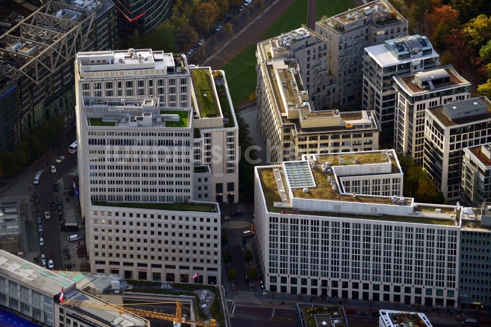 Luftbild Berlin - Gebäude- Ensemble Beisheim Center am Potsdamer Platz im Ortsteil Tiergarten in Berlin