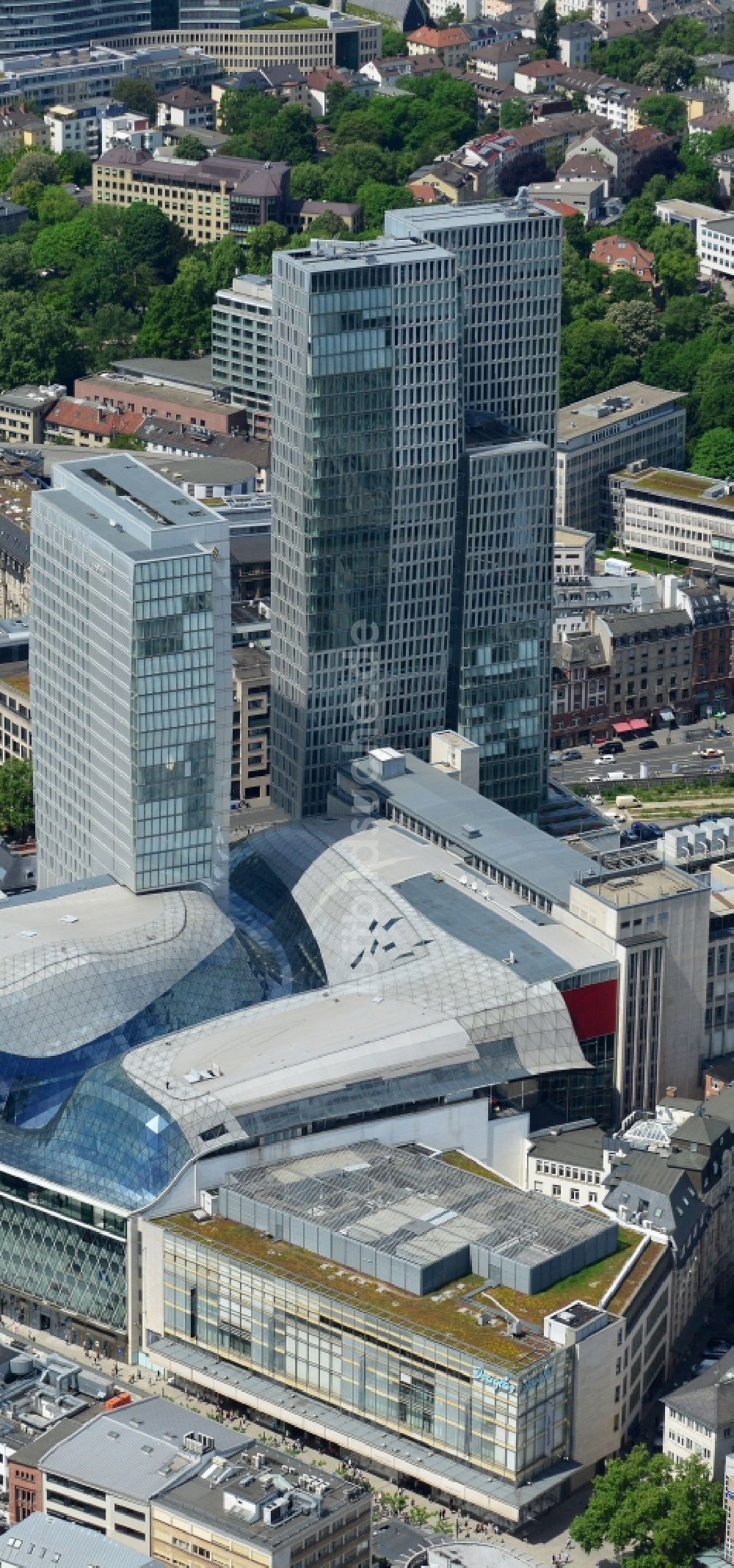 Frankfurt am Main aus der Vogelperspektive: Gebäude Ensemble des Palais Quartier in Frankfurt am Main im Bundesland Hessen