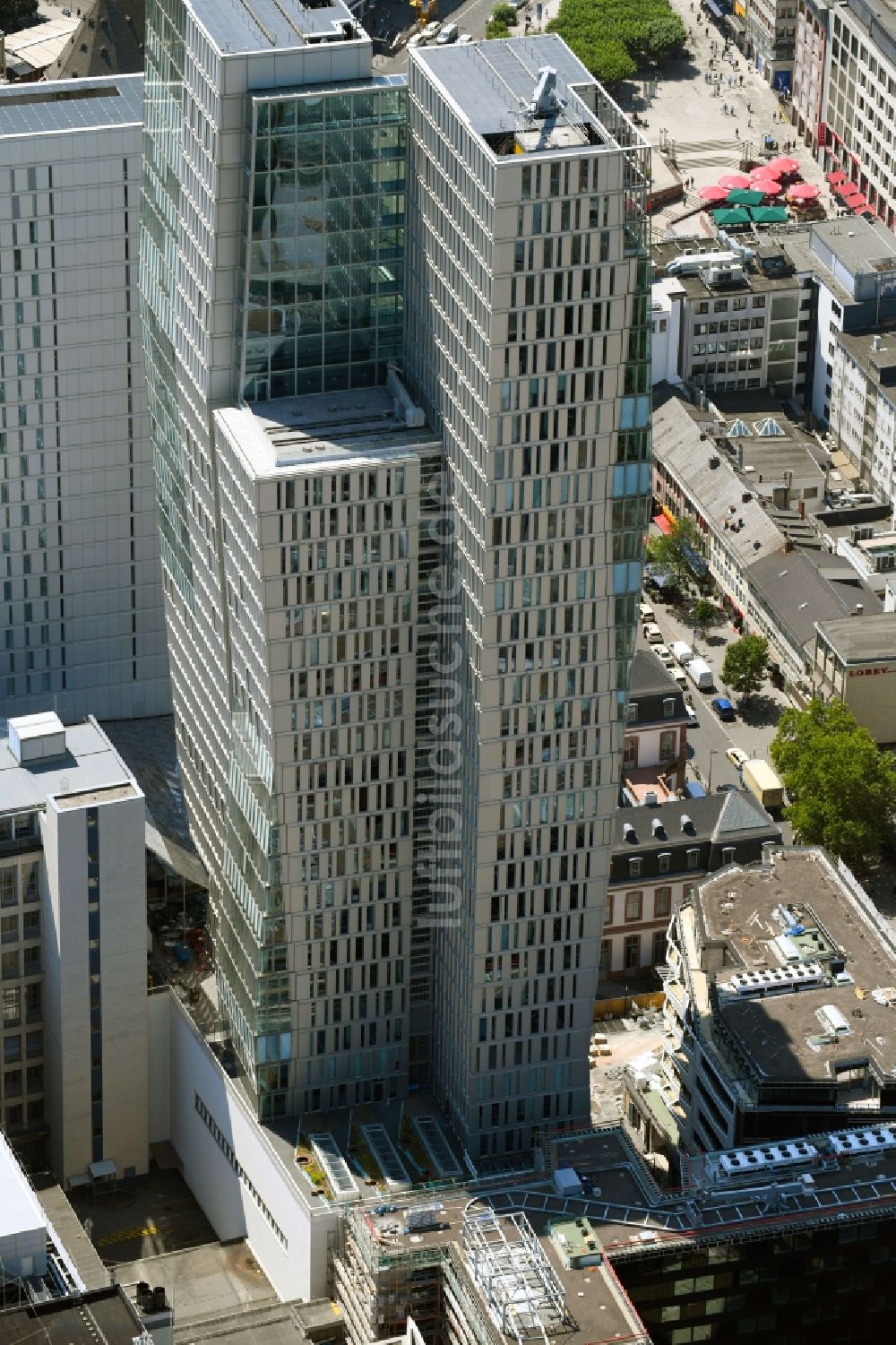 Frankfurt am Main aus der Vogelperspektive: Gebäude Ensemble des Palais Quartier in Frankfurt am Main im Bundesland Hessen