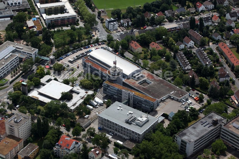 Mainz aus der Vogelperspektive: Gebäude des Funkhaus des Südwestrundfunks, SWR, in Mainz im Bundesland Rheinland-Pfalz