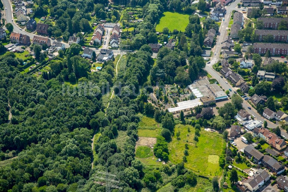 Essen aus der Vogelperspektive: Gebäude des Gartencenter Johannes Vogel in Essen im Bundesland Nordrhein-Westfalen