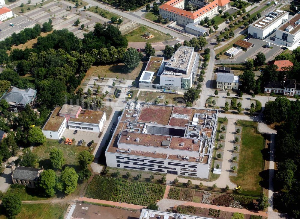 Halle / Saale von oben - Gebäude des Heide - Campus Süd der Martin-Luther-Universität Halle-Wittenberg am Weinbergweg in Halle (Saale) in Sachsen-Anhalt