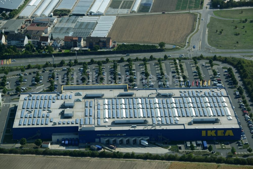 Mannheim von oben - Gebäude des IKEA Einrichtungshaus Mannheim in Mannheim im Bundesland Baden-Württemberg