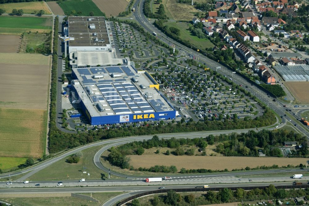 Mannheim aus der Vogelperspektive: Gebäude des IKEA Einrichtungshaus Mannheim in Mannheim im Bundesland Baden-Württemberg