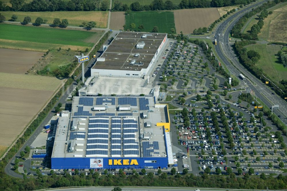 Mannheim von oben - Gebäude des IKEA Einrichtungshaus Mannheim in Mannheim im Bundesland Baden-Württemberg