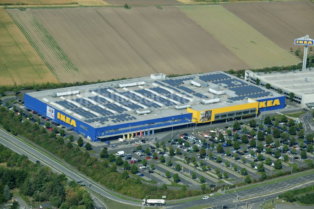 Mannheim von oben - Gebäude des IKEA Einrichtungshaus Mannheim in Mannheim im Bundesland Baden-Württemberg