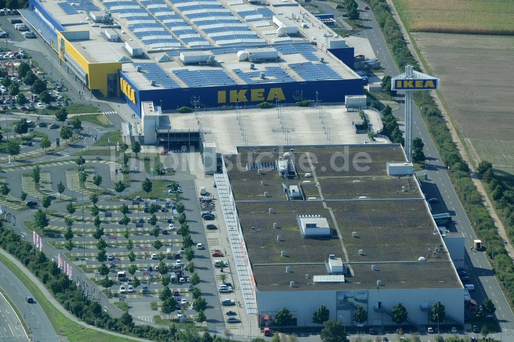 Mannheim von oben - Gebäude des IKEA Einrichtungshaus Mannheim in Mannheim im Bundesland Baden-Württemberg