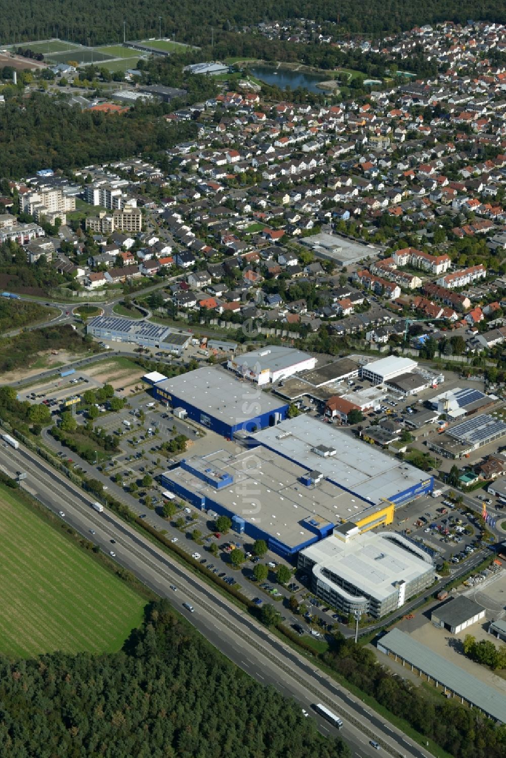 Luftbild Walldorf - Gebäude des IKEA Einrichtungshaus in Walldorf im Bundesland Baden-Württemberg