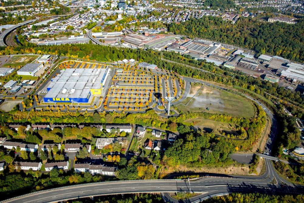 Siegen aus der Vogelperspektive: Gebäude des IKEA -Möbelhaus in Siegen im Bundesland Nordrhein-Westfalen