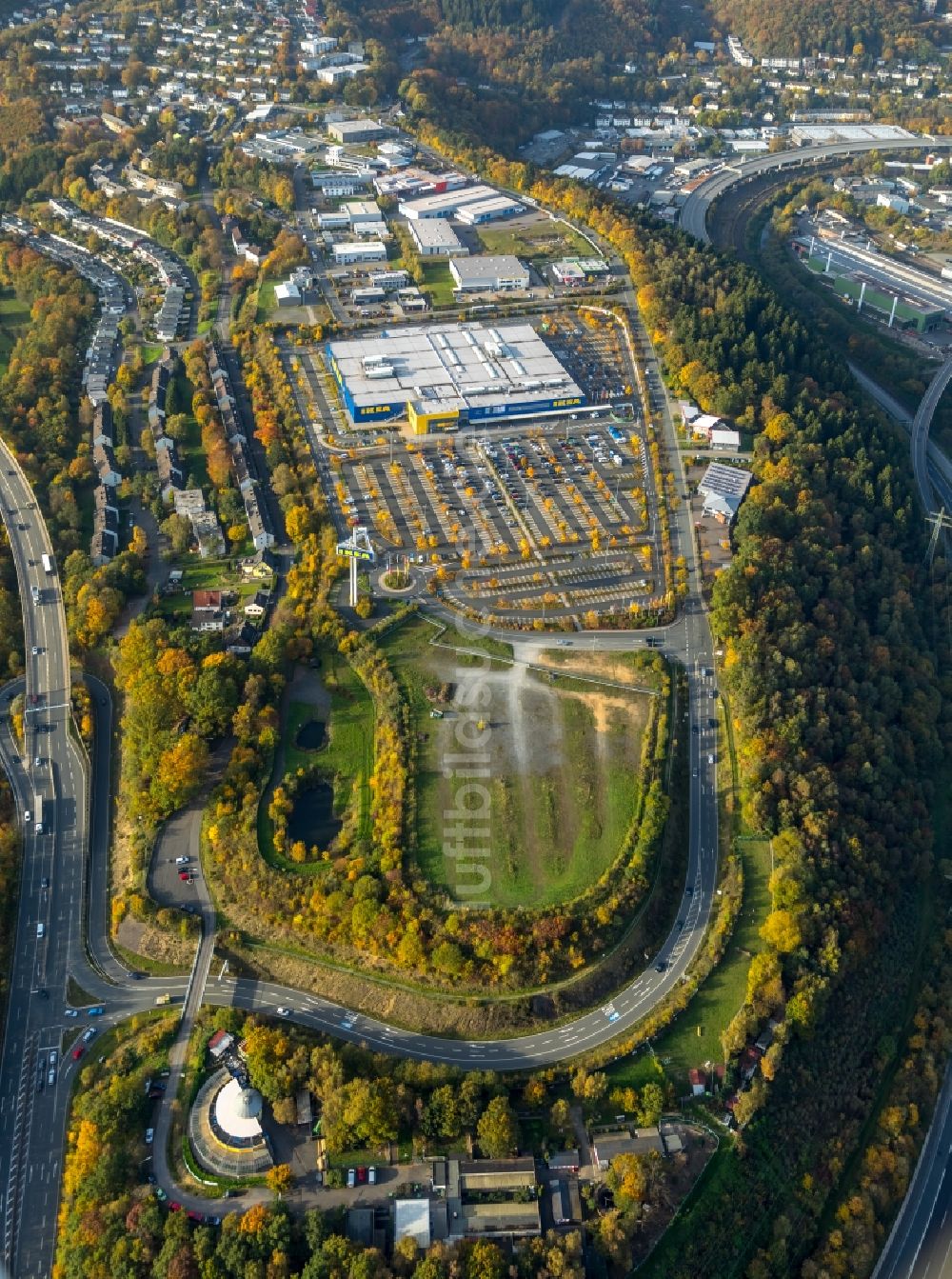 Siegen aus der Vogelperspektive: Gebäude des IKEA -Möbelhaus in Siegen im Bundesland Nordrhein-Westfalen