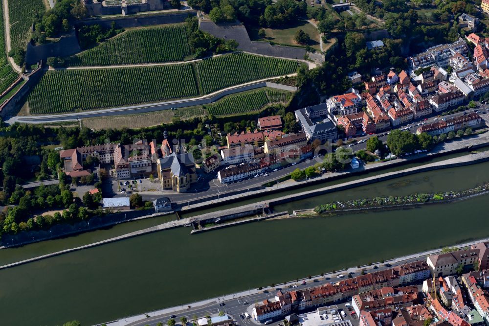 Würzburg von oben - Gebäude der Jugendherberge DJH Jugendherberge Würzburg an der Saalgasse in Würzburg im Bundesland Bayern, Deutschland