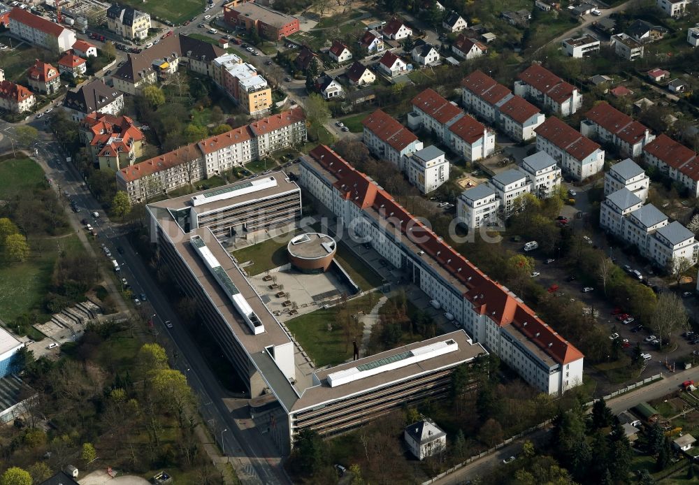 Luftbild Erfurt - Gebäude- Komplex Thüringer Ministerium für Soziales, Familie und Gesundheit in der Werner-Seelenbinder-Strasse in Erfurt im Bundesland Thüringen