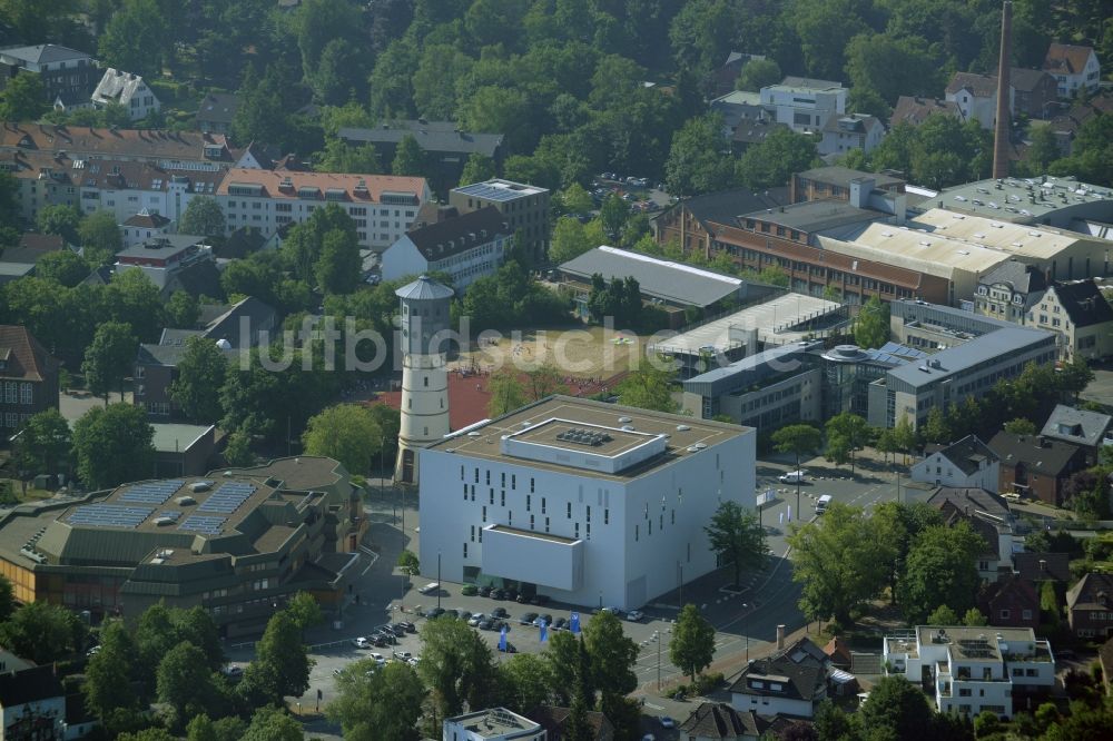 Luftaufnahme Gütersloh - Gebäude des Konzerthauses und Theater- Schauspielhauses in Gütersloh im Bundesland Nordrhein-Westfalen