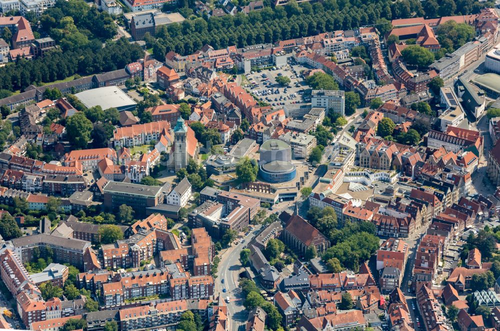 Münster aus der Vogelperspektive: Gebäude des Konzerthauses und Theater- Schauspielhauses in Münster im Bundesland Nordrhein-Westfalen