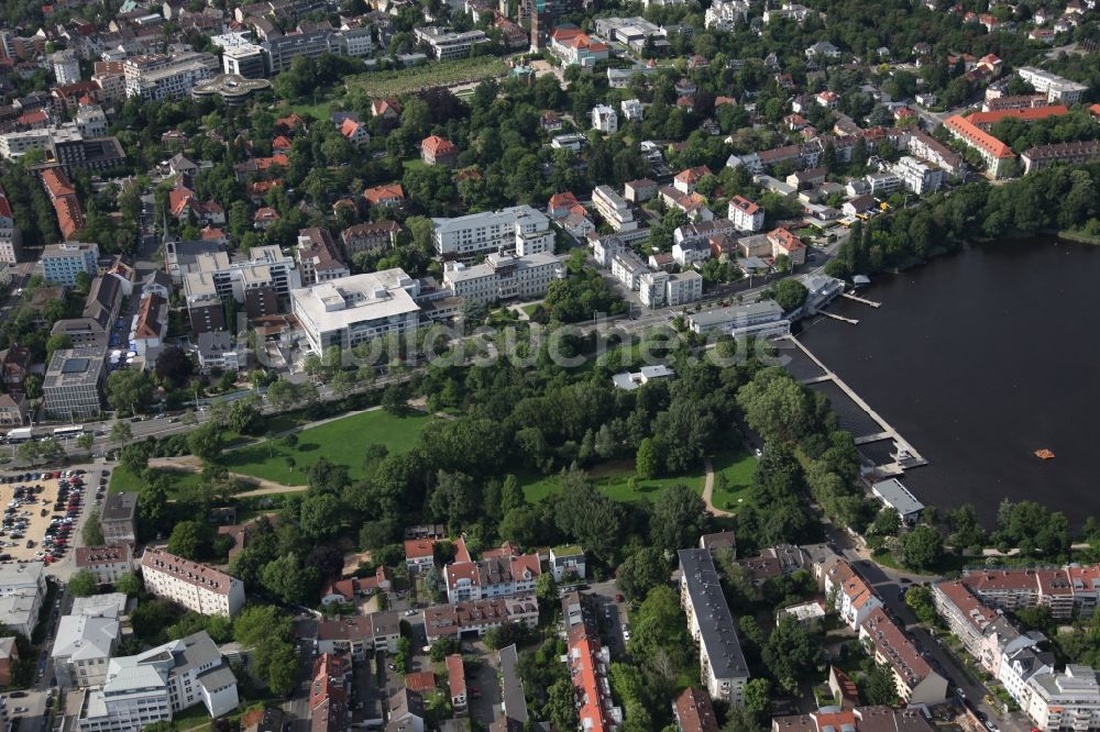 Luftaufnahme Darmstadt - Gebäude des Krankenhaus Elisabethenstift der Agaplesion Elisabethenstift gGmbH in Darmstadt, eine Tochtergesellschaft der Agaplesion gAG in Darmstadt im Bundesland Hessen