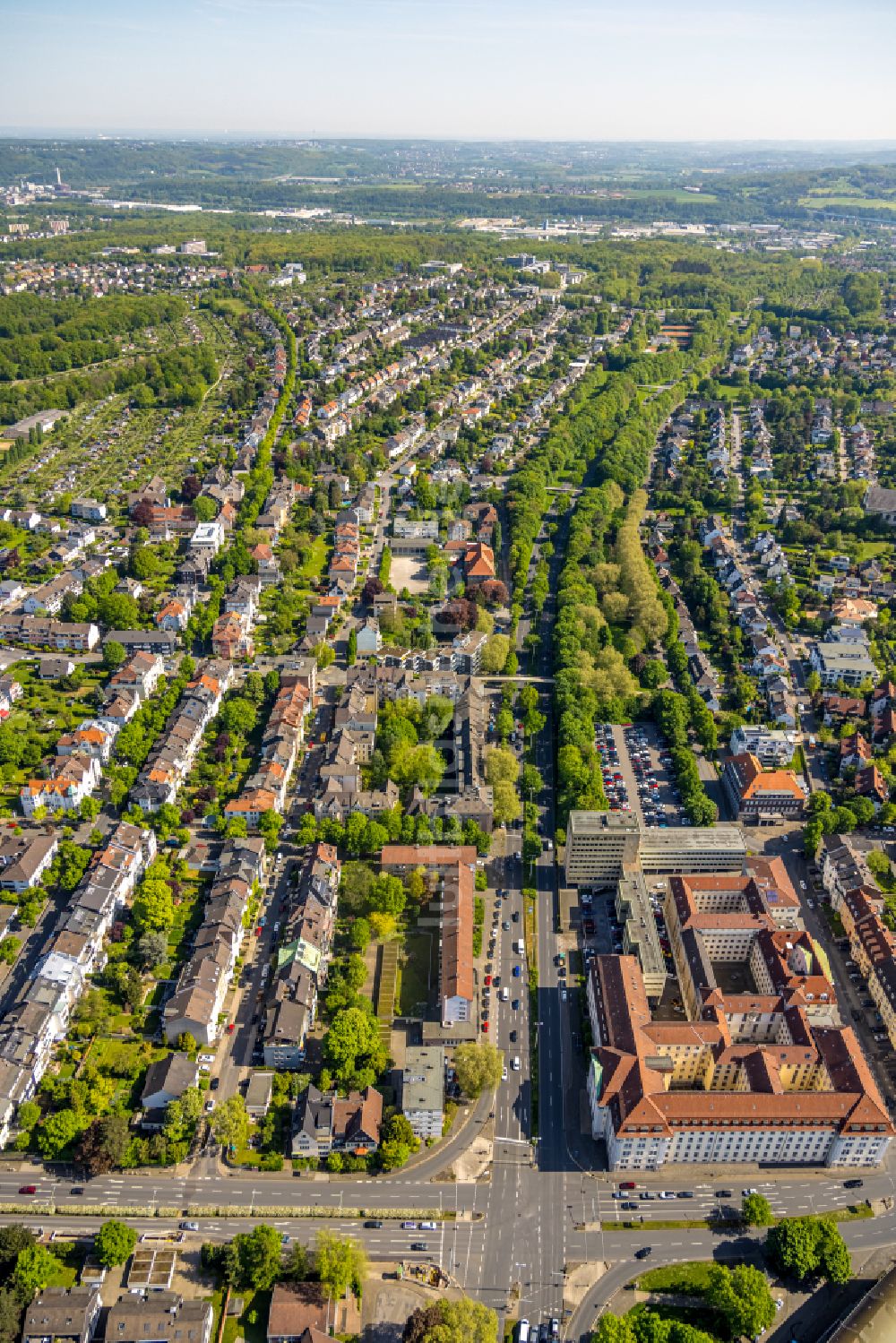 Luftbild Hagen - Gebäude des Landgericht und Amtsgericht Hagen an der Gerichtsstraße in Hagen in Nordrhein-Westfalen