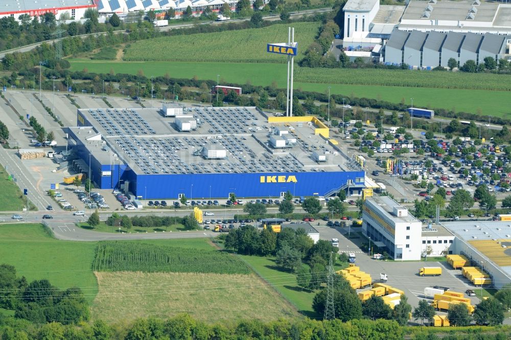 Luftaufnahme Gersthofen - Gebäude des Möbelmarkt der IKEA Einrichtungshaus Augsburg in Gersthofen im Bundesland Bayern