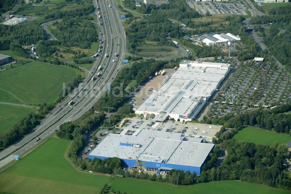 Chemnitz von oben - Gebäude des Möbelmarkt - IKEA Einrichtungshaus im Neefepark in Chemnitz im Bundesland Sachsen