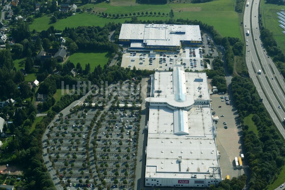 Chemnitz aus der Vogelperspektive: Gebäude des Möbelmarkt - IKEA Einrichtungshaus im Neefepark in Chemnitz im Bundesland Sachsen