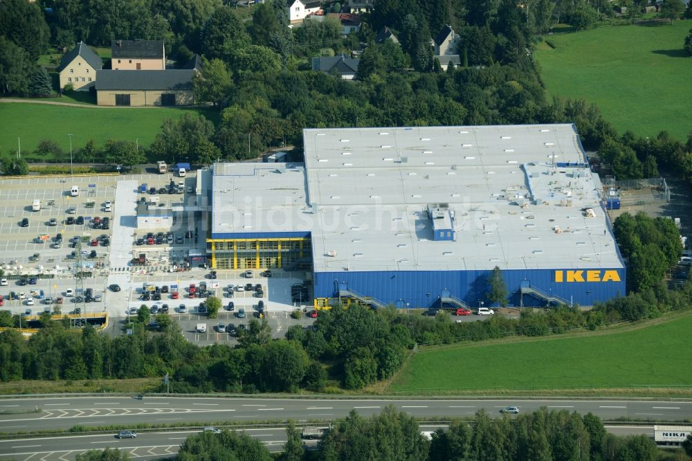 Chemnitz aus der Vogelperspektive: Gebäude des Möbelmarkt - IKEA Einrichtungshaus im Neefepark in Chemnitz im Bundesland Sachsen