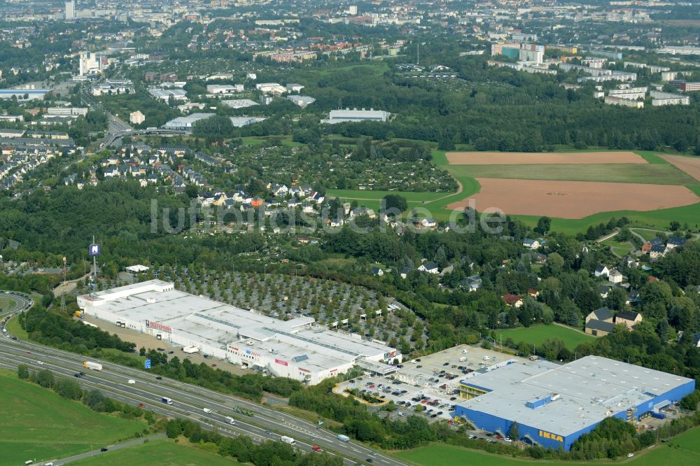 Luftbild Chemnitz - Gebäude des Möbelmarkt - IKEA Einrichtungshaus im Neefepark in Chemnitz im Bundesland Sachsen