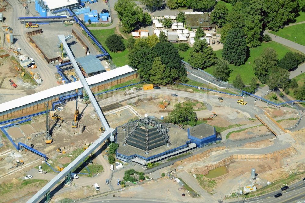 Luftbild Stuttgart - Gebäude und Observatorium des Carl Zeiss Planetarium und Baustelle zum Verkehrs- und Städtebauprojekt Stuttgart 21 in Stuttgart im Bundesland Baden-Württemberg