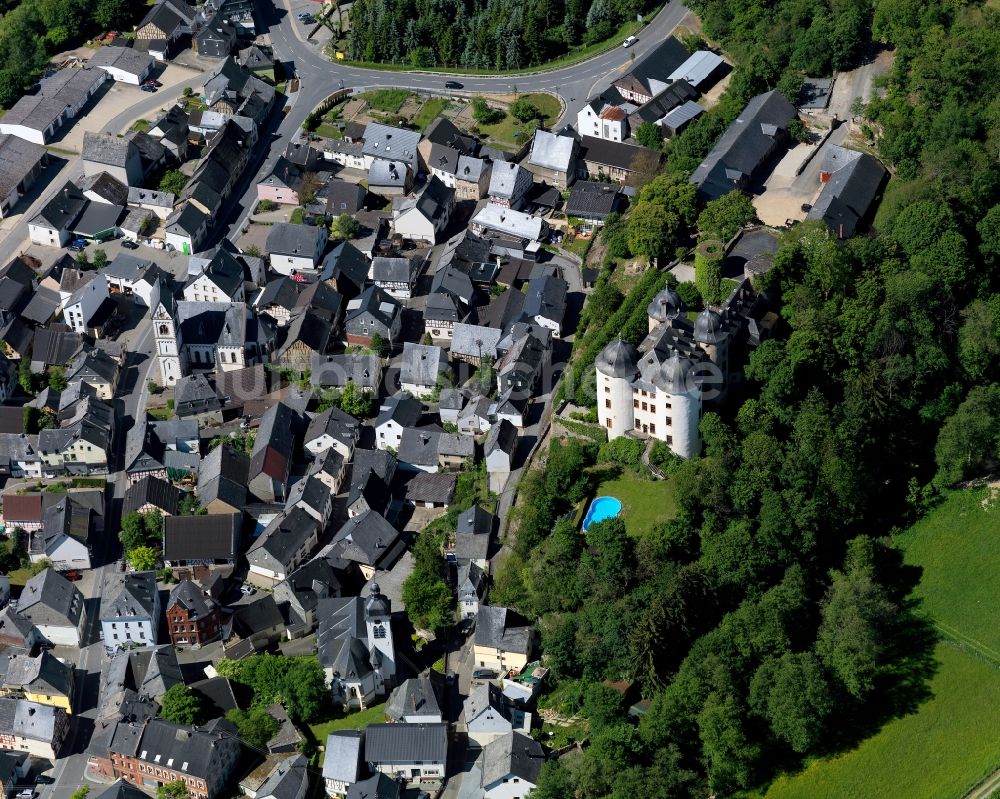 Luftaufnahme Gemünden - Gebäude und Parkanlagen des Schloß Gemünden in Gemünden im Bundesland Rheinland-Pfalz