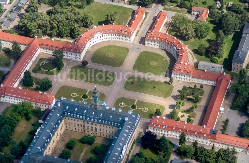 Wermsdorf von oben - Gebäude und Parkanlagen des Schloss Hubertusburg in Wermsdorf im Bundesland Sachsen