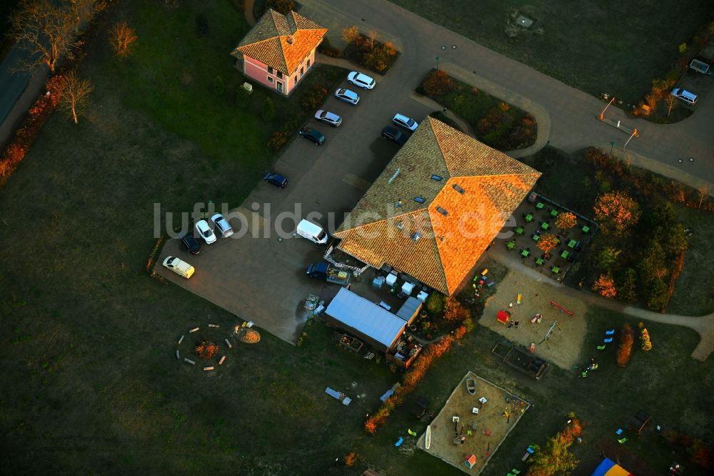 Luftaufnahme Templin - Gebäude des Restaurant BarBerino Restaurant in Templin im Bundesland Brandenburg, Deutschland