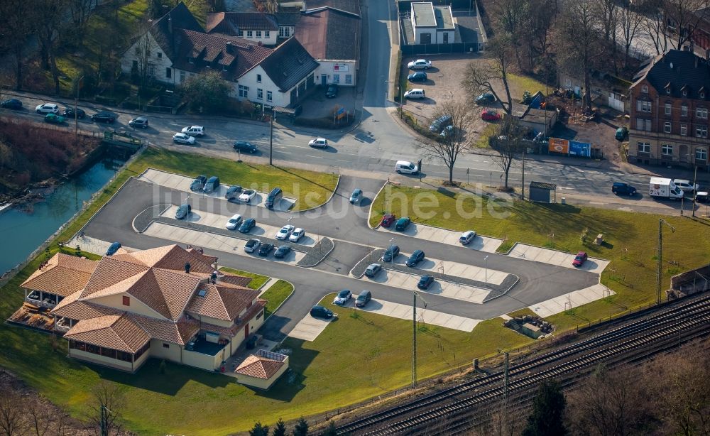 Witten aus der Vogelperspektive: Gebäude des Restaurant Cafe del Sol am Ruhrdeich in Witten im Bundesland Nordrhein-Westfalen