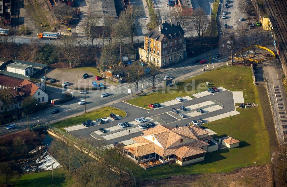 Luftbild Witten - Gebäude des Restaurant Cafe del Sol am Ruhrdeich in Witten im Bundesland Nordrhein-Westfalen