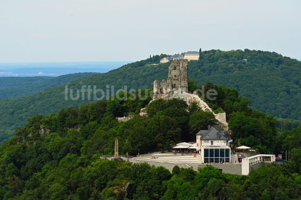 Königswinter von oben - Gebäude des Restaurant Drachenfels. Restaurant & Eventlocation in Königswinter im Bundesland Nordrhein-Westfalen, Deutschland