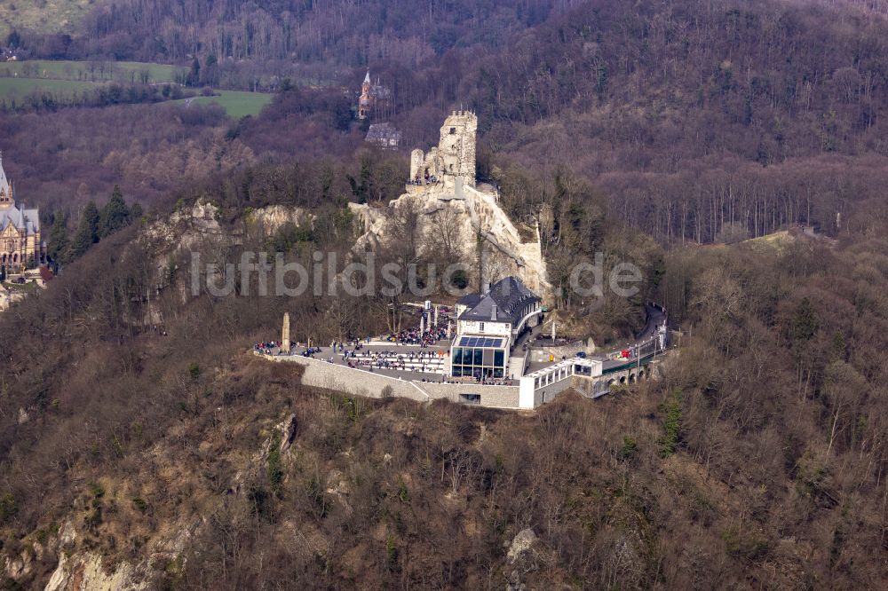 Königswinter aus der Vogelperspektive: Gebäude des Restaurant Drachenfels. Restaurant & Eventlocation in Königswinter im Bundesland Nordrhein-Westfalen, Deutschland