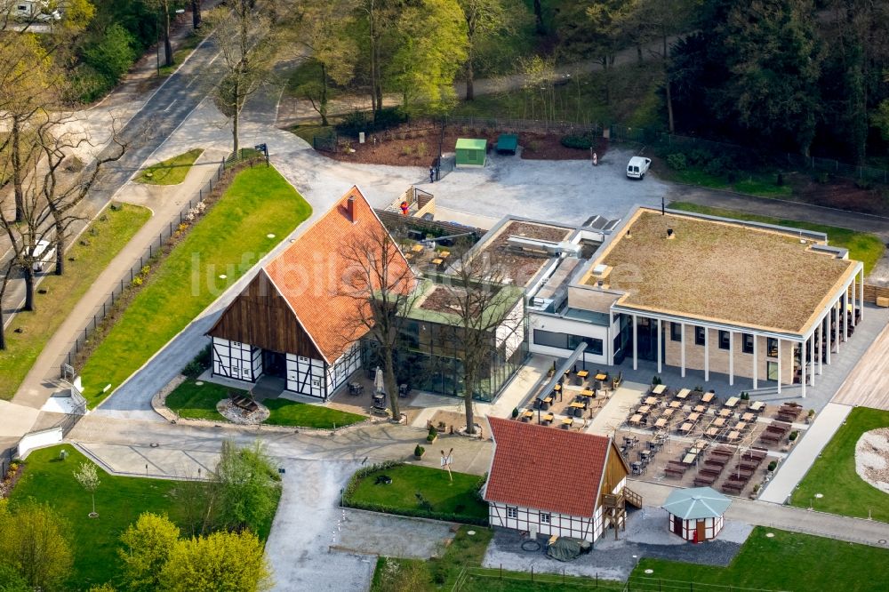 Luftaufnahme Hamm - Gebäude des Restaurant Hohoffs 800° Altes Fährhaus im Norden von Hamm im Bundesland Nordrhein-Westfalen